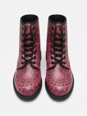 Manifesto Red Mandela combat boots Whimsigoth 90’s Grunge vegan Docs look 38 Y2K
